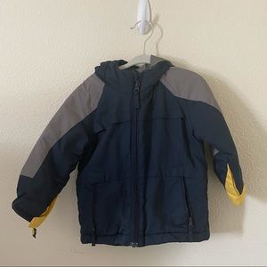 Boy fall warm winter jacket. Cozy inside.